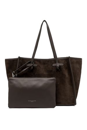 Marcella shopping bag dark brown suede leather GIANNI CHIARINI | BS8990CMPL2107